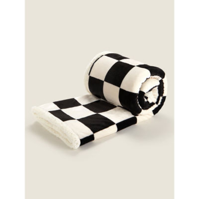 George Home Sherpa Throw Monochrome Checkerboard 120 x 150 cm, UK version