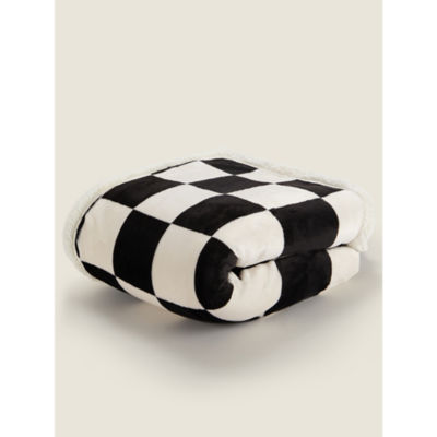 George Home Sherpa Throw Monochrome Checkerboard 120 x 150 cm, UK version