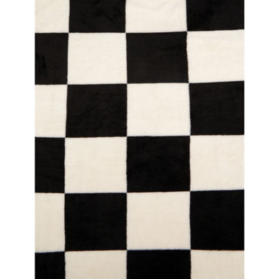 George Home Sherpa Throw Monochrome Checkerboard 120 x 150 cm, UK version