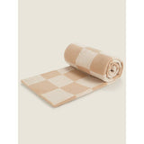 George Home Natural Knitted Checkerboard Throw GOODS ASDA   