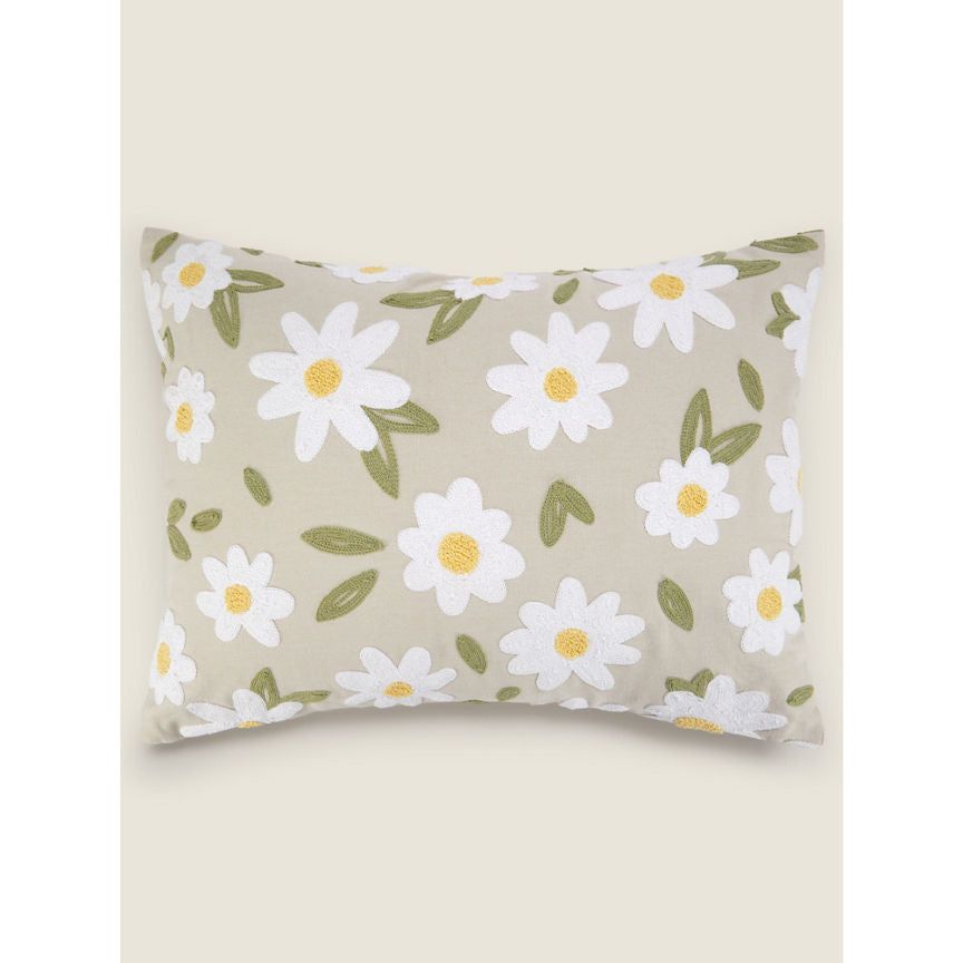 George Home Natural Daisy Cushion GOODS ASDA   