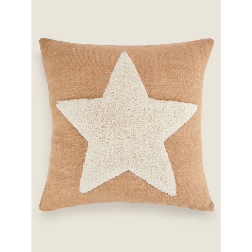 George Home Jute Star Tufted Cushion GOODS ASDA   