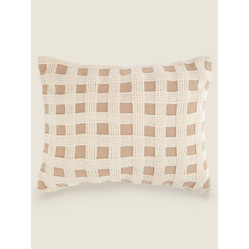 George Home Natural Woven Rectangular Check Cushion