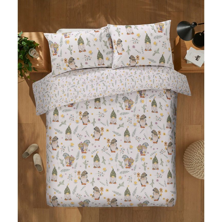 George Home White Springtime Gonks Reversible Duvet Set -King