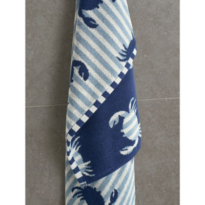 George Home Navy Striped Crab Bath Towel