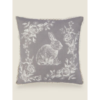 George Home grey lace trim bunny cushion 30cm, UK version