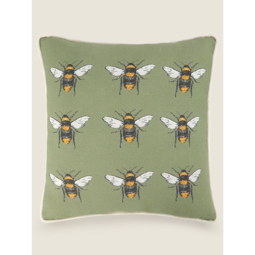 George Home Green Piped Edge Bee Cushion GOODS ASDA   