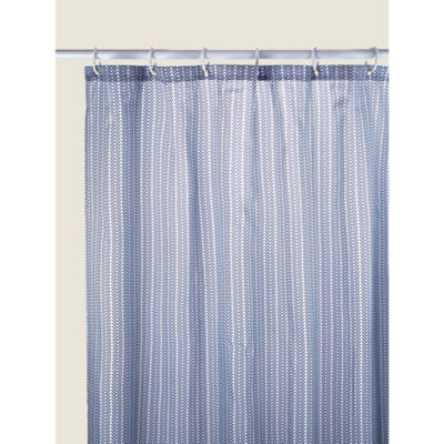 George Home Navy Herringbone Shower Curtain 180x180cm, UK version