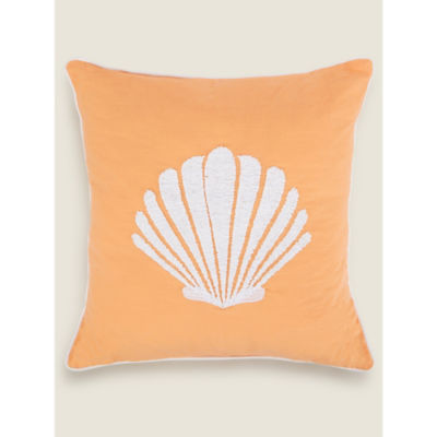 George Home orange embroidered shell cushion 45x45cm, UK version