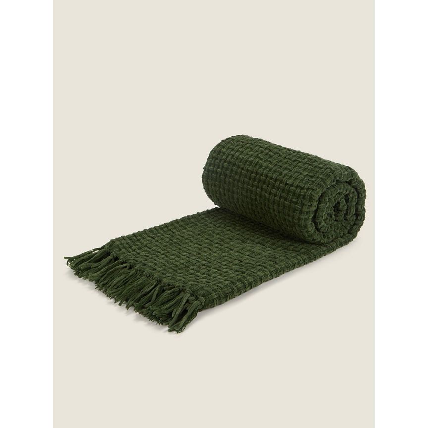 George Home Green Chenille Throw