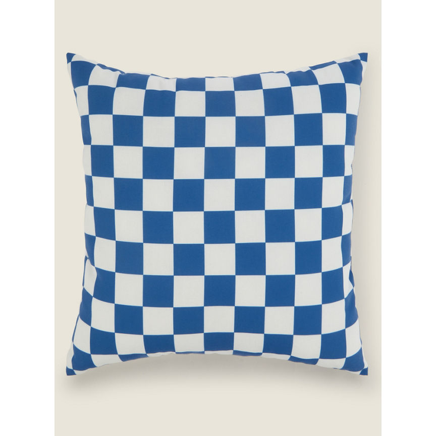 George Home Blue Checkerboard Indoor & Outdoor Cushion GOODS ASDA   