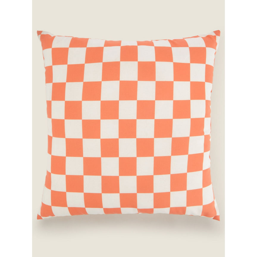 George Home Orange Checkerboard Indoor & Outdoor Cushion GOODS ASDA   