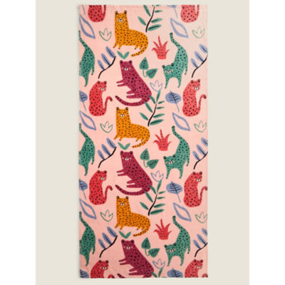 George Home leopard print cotton beach towel, imported from the UK