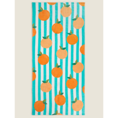 George Home beach towel blue orange print 71x152 cm (British brand)