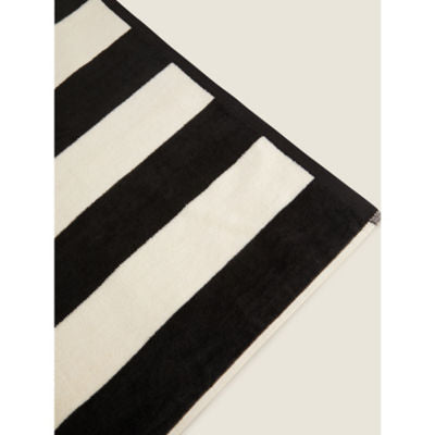 George Home black and cream stripe cotton beach towel 79x152 cm (British brand)