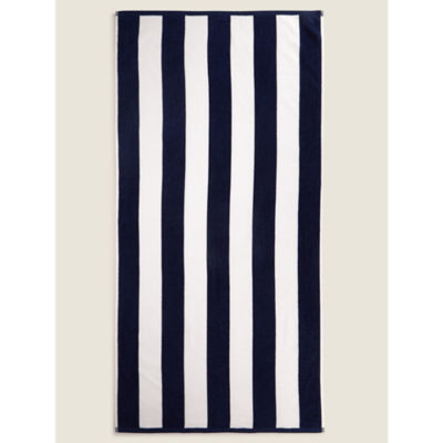 George Home navy stripe beach towel 79x152cm, UK version