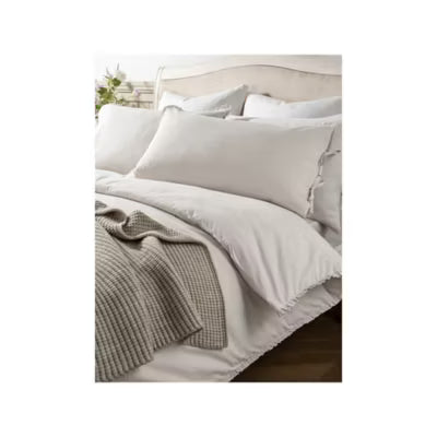 At Home with Stacey Solomon Natural Mini Ruffle Stripe Duvet Set King - British product