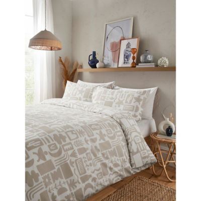 ASDA George Home Natural Boho Shapes Riviera TENCEL Reversible Duvet Set - King- Buy online at McGrocer