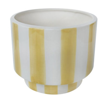 ASDA George Yellow Striped Ceramic Planter 14.8x12cm- Buy online at McGrocer