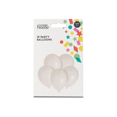 George Home white latex party balloons 15 pack, UK version
