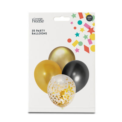 George Home Gull og Svart Konfetti Ballonger 25-pakning