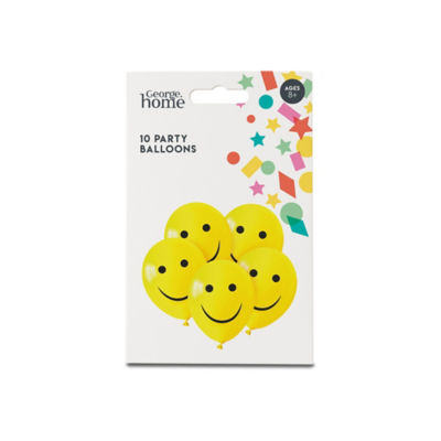 ASDA George Home Ballons Smiley Jaune et Noir 10 pièces - Acheter en ligne chez McGrocer