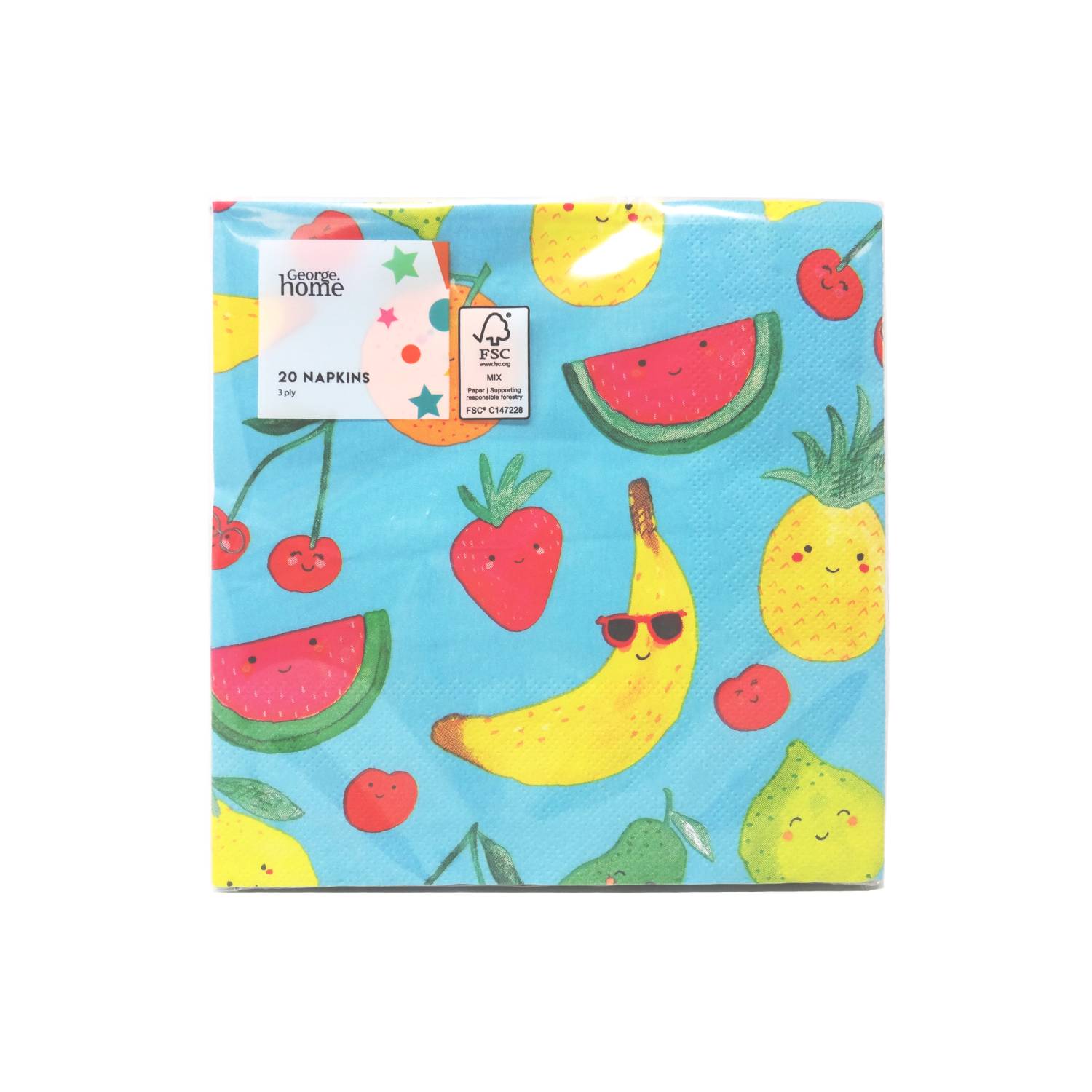 George Home 3ply fruit napkins 20 pack multicoloured - British product