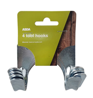 ASDA tool hooks 4 pack 7.6x4.5x6.5cm - British product