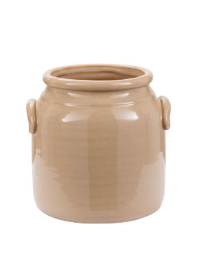 George Home stoneware brown glazed pot 18cm - British product