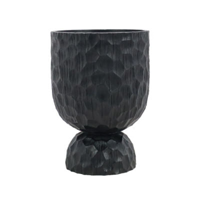 George Home وعاء زراعة داخلي أسود بنقش خشبي 17.5x17.5x24.5 سم