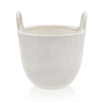 George Home white ceramic basket planter 17.5x16.7x15.5cm, imported from the UK