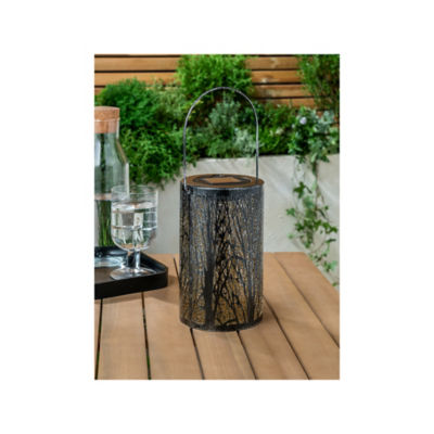 George Home metal solar lantern 14x12x20cm, laser cut design (British brand)