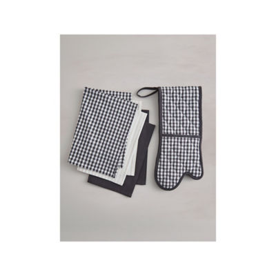 Stacey Solomon gingham tea towel and oven glove set, imported from the UK