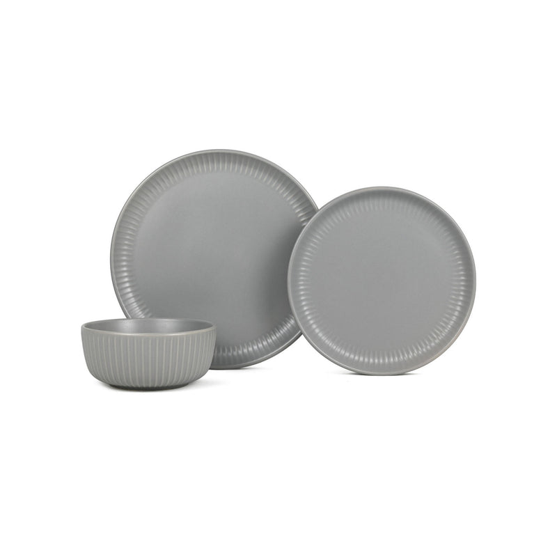 George Home grey ribbed stoneware dinner set (British brand)