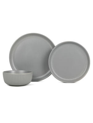 George Home grey ribbed stoneware dinner set (British brand)