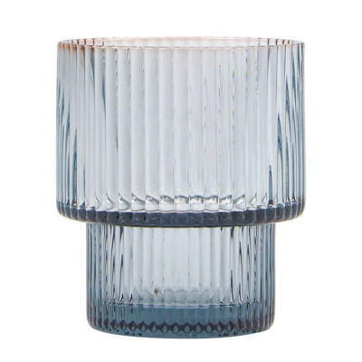 George Home blue stacking rib mixer glass, imported from the UK