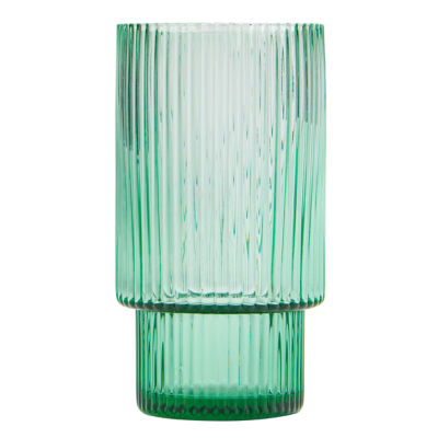 George Home green stacking ribbed hiball glass, imported from the UK