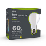ASDA LED filament bulb 60W equivalent 2 pack (British brand)