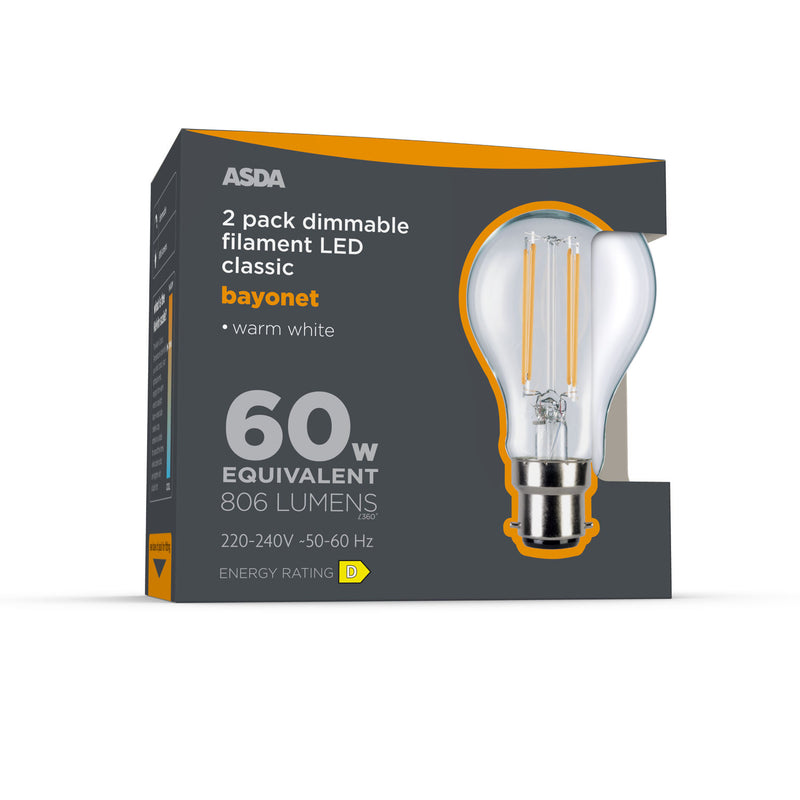 Status filament lightbulb 2 pack B22 warm white, imported from the UK