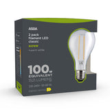 ASDA LED filament bulb warm white 100W 2-pack, UK version