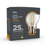 ASDA clear filament candle bulbs 2 pack warm white bayonet (British brand)