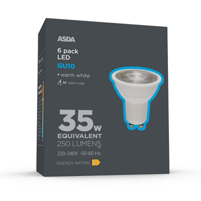 ASDA LED GU10 lightbulbs 6 pack (British brand)