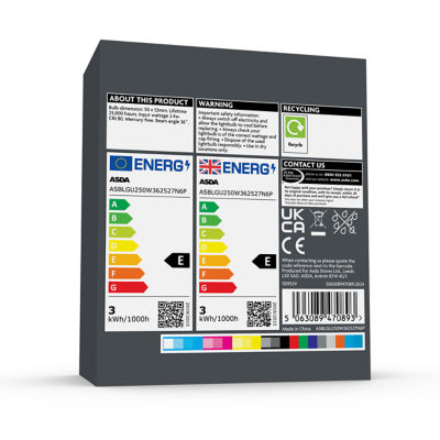 ASDA LED GU10 lightbulbs 6 pack (British brand)