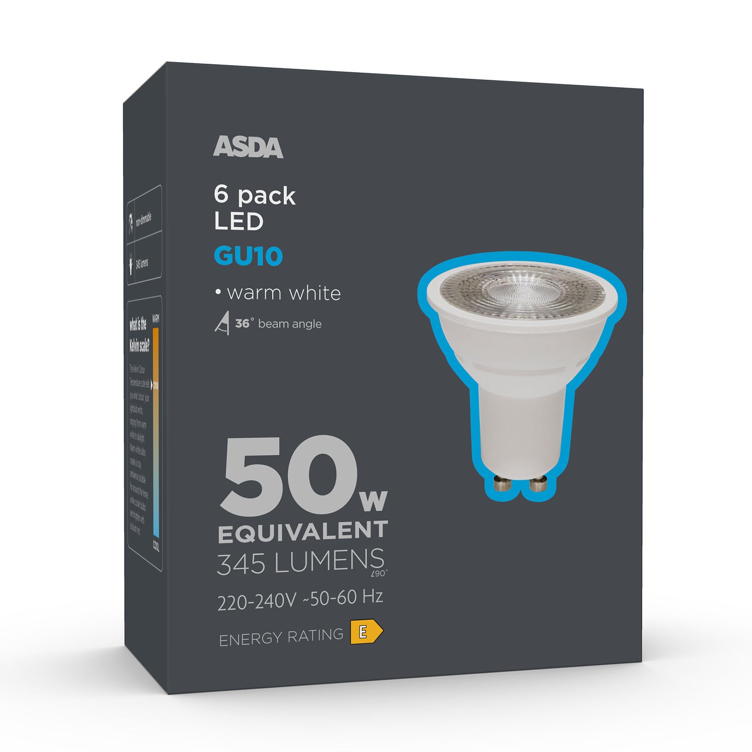 ASDA LED GU10 warm white lightbulb - British product