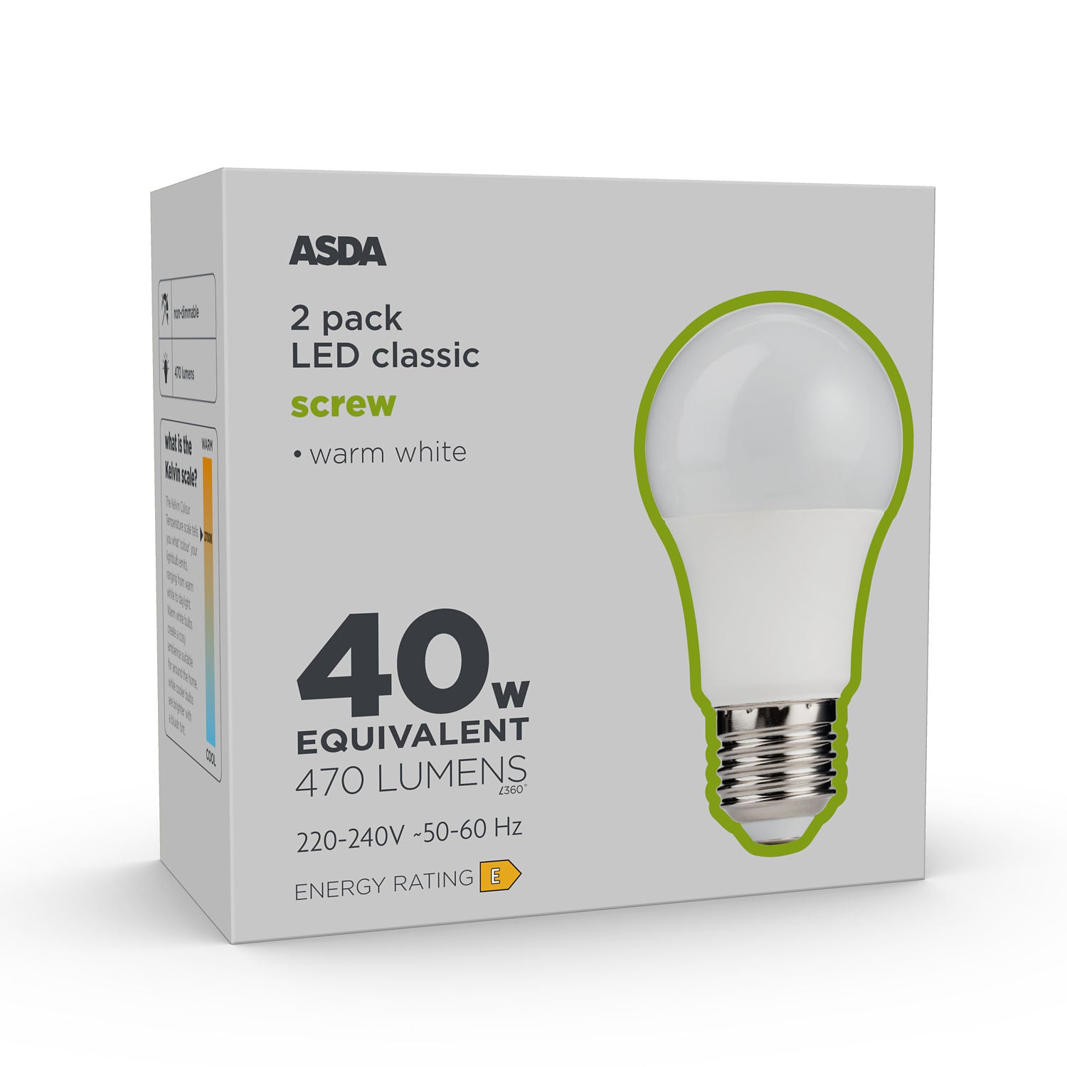 ASDA LED filament lightbulb 40W large screw warm white - British product