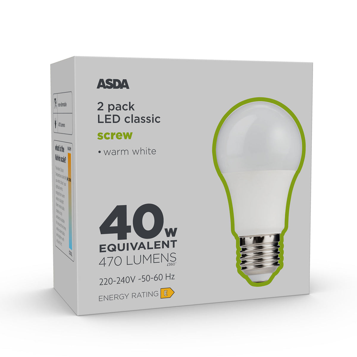 ASDA LED filament lightbulb 40W large screw warm white - British product