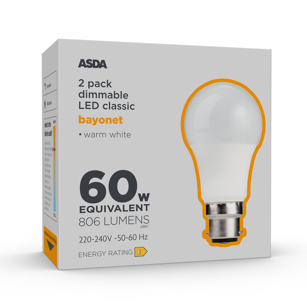 ASDA LED Classic lightbulb 2 pack 60W, UK version