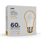 ASDA LED Classic lightbulb 2 pack 60W, UK version