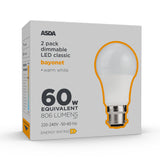 ASDA LED Classic lightbulb 2 pack 60W, UK version