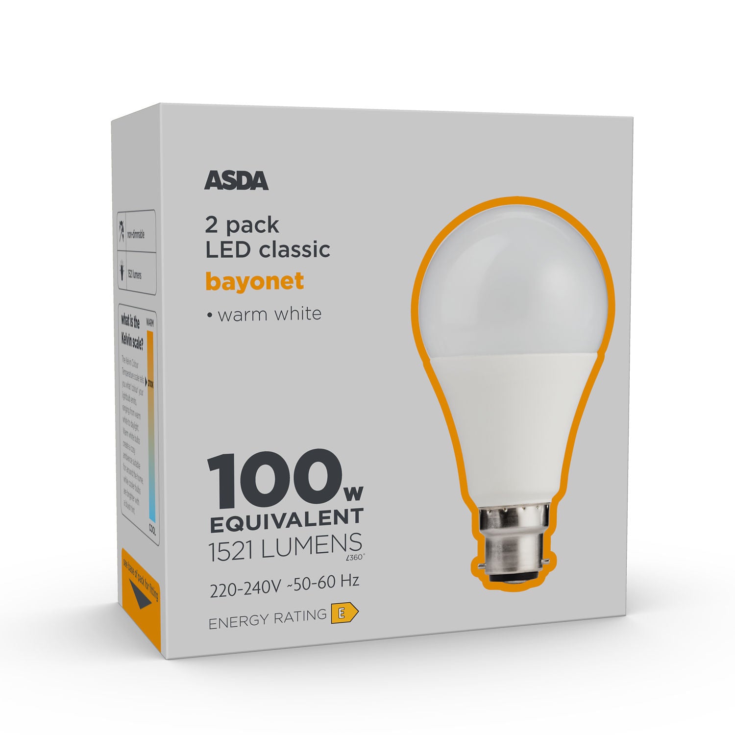 ASDA LED classic 100W large bayonet lightbulb - British product